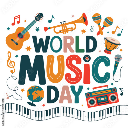 Minimalist Vector for World Music Day 21 June.
