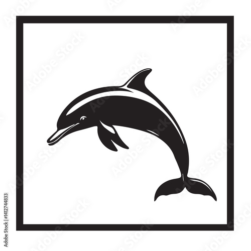 image of a dolphin, logo, black and white, graphics, vector
