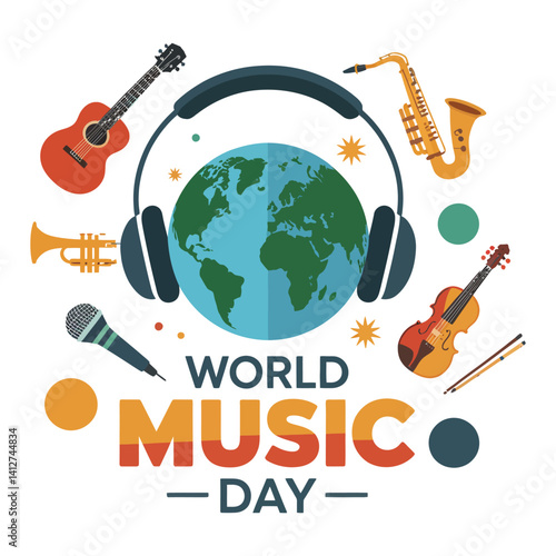 Minimalist Vector for World Music Day 21 June.