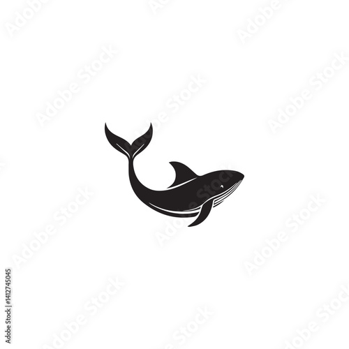 image of a whale from the side, logo, black and white, graphics, vector
