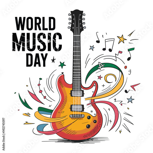 Minimalist Vector for World Music Day 21 June.