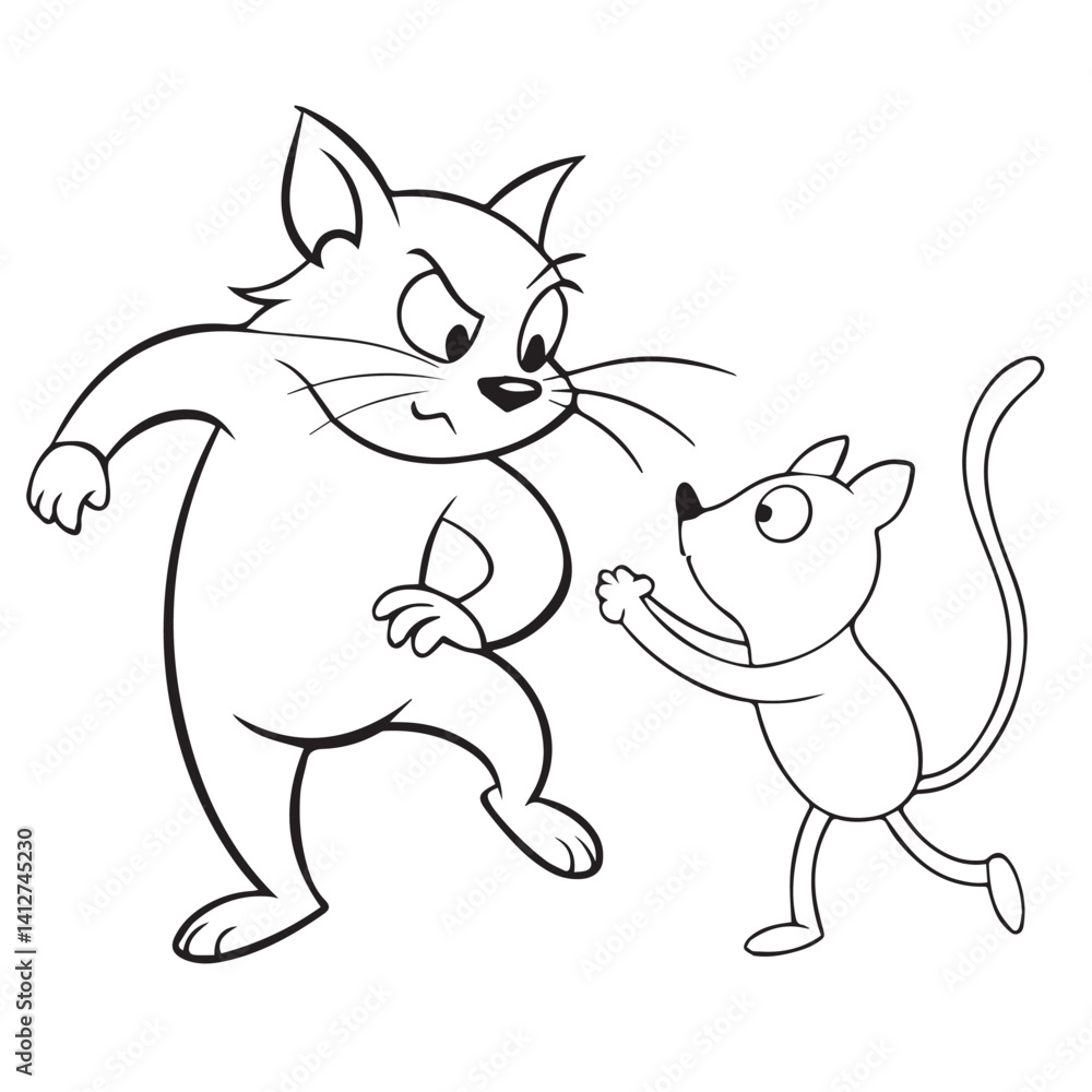 coloring page cat and mouse fight coloring page cat and mouse fight