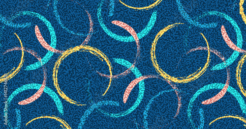 This eye-catching vector showcases abstract pattern featuring circular motifs against a textured background. Dynamic visual is making it an ideal choice for artistic projects.