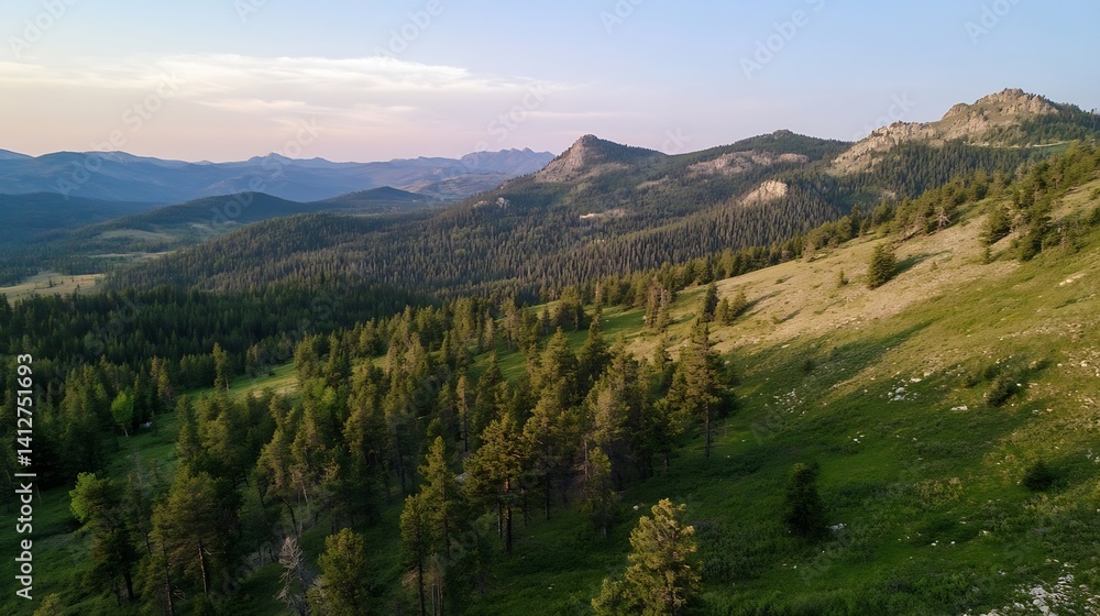 Breathtaking view of lush green mountains and valleys under a bright blue sky : Generative AI Breathtaking view of lush green mountains and valleys under a bright blue sky : Generative AI