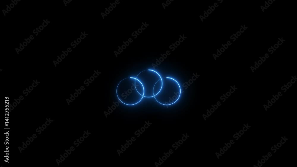 Glowing Neon blue circle frame loading icon animation in retro style 4k video. Glowing Neon blue circle frame loading icon animation in retro style 4k video.