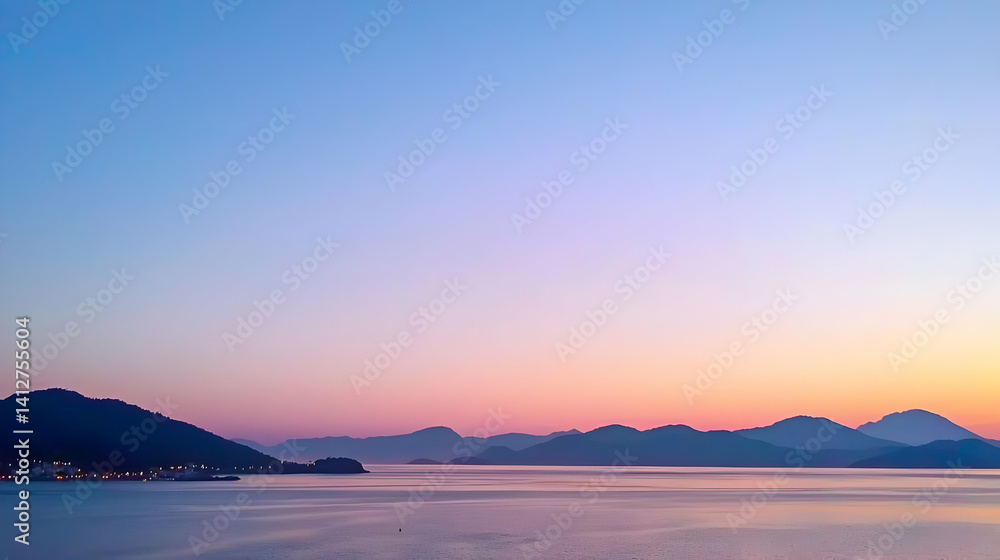 Sunrise Over Coastal Mountains And Ocean Sunrise Over Coastal Mountains And Ocean