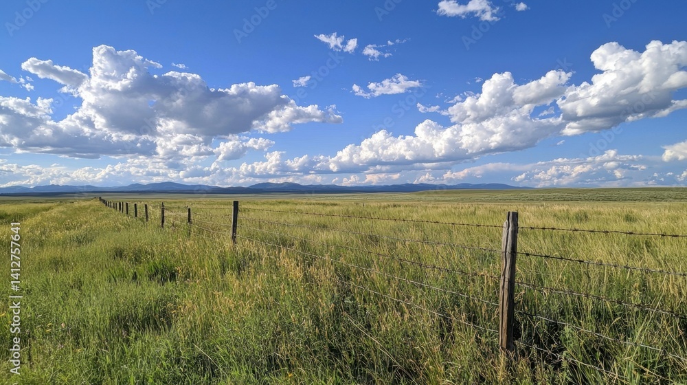 Obraz premium A large, open field with a fence in the middle