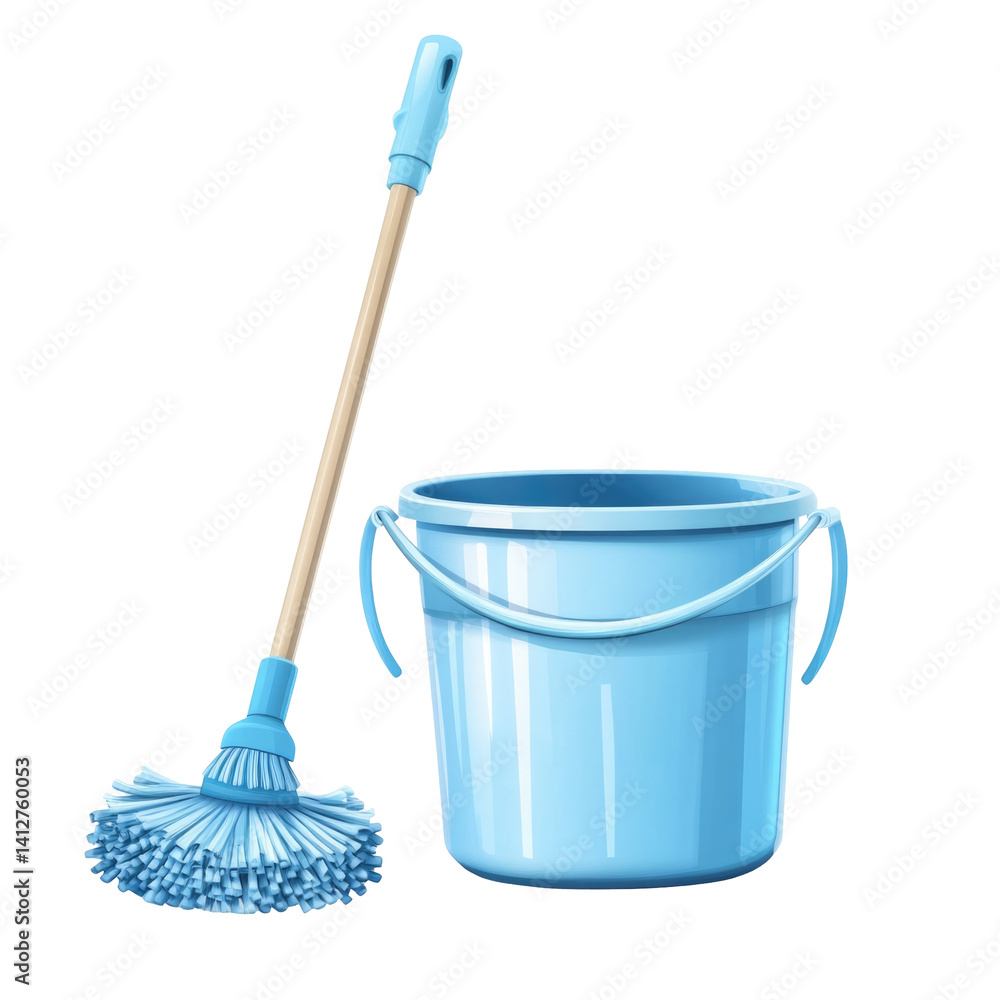 Mop Bucket Set on transparent background Mop Bucket Set on transparent background