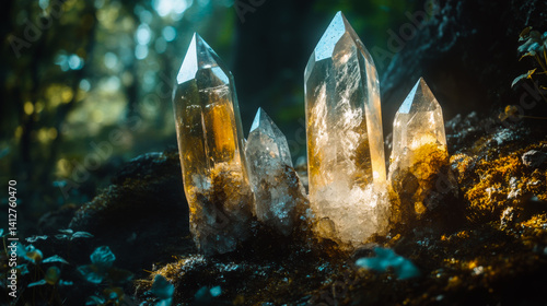 Set of magic healing chakra mineral stones for crystal healing. Natural Colourful stones for cleansing environment from negative energy. Spriritual practices background