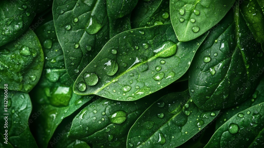 Background from fresh green spinach leaves with water drops. Texture of raw organic baby spinach close up. Food background Background from fresh green spinach leaves with water drops. Texture of raw organic baby spinach close up. Food background