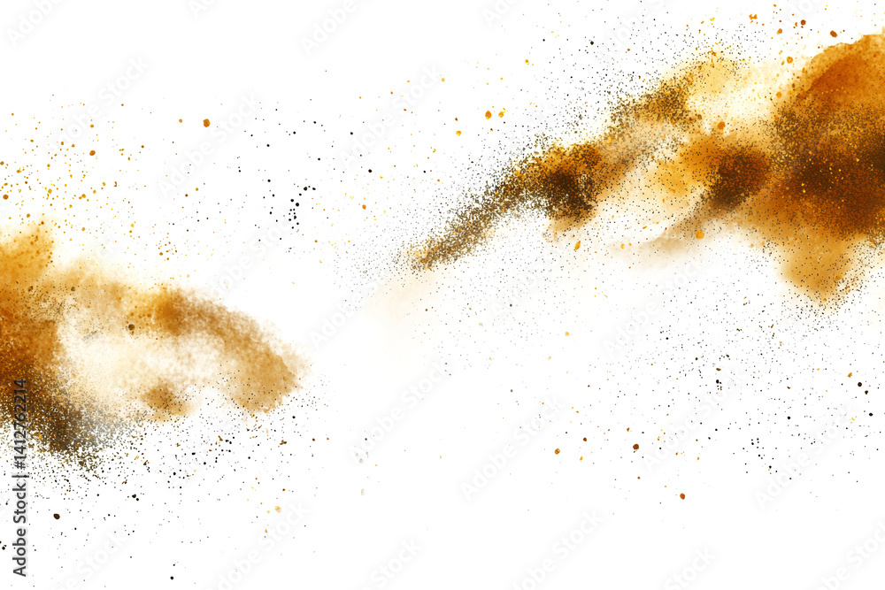 Fine sand lightly splash top view on a pure white background, isolated and suitable for PNG extraction Fine sand lightly splash top view on a pure white background, isolated and suitable for PNG extraction