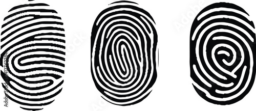 Collection of 3 fingerprint. Fingerprint scanning icon sign. vector illustration