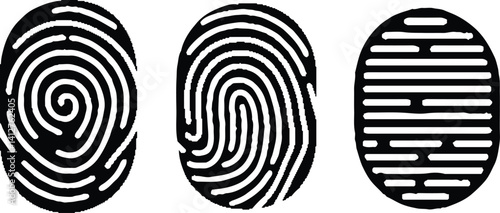 Collection of 3 fingerprint. Fingerprint scanning icon sign. vector illustration