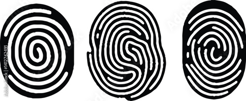 Collection of 3 fingerprint. Fingerprint scanning icon sign. vector illustration