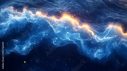 Wallpaper Mural Abstract swirling celestial nebulae, vibrant blue and orange hues,  sparkling particles Torontodigital.ca