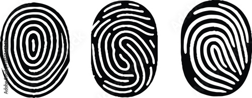 Collection of black Fingerprints on Vector Illustration. eps10