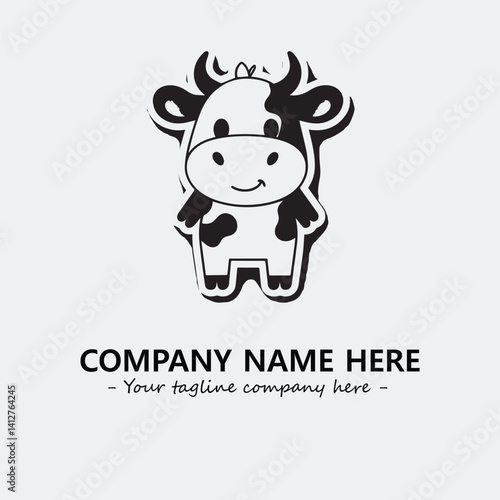 Cow illustration black and white for logo company vector image
