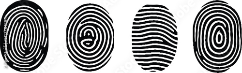 Collection of black Fingerprints on Vector Illustration.