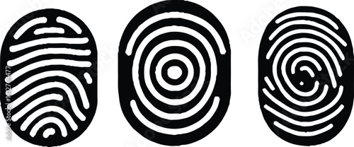 Set of oval fingerprints isolated on a white background vector illustration. 