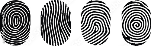 Set of oval fingerprints isolated on a white background vector illustration. 