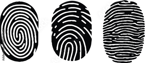 Fingerprint identification collection. Finger print vector icons set illustration 