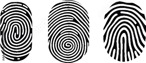 Finger print vector icons set illustration isolated on white background. Scanning finger icon. Vector illustration.