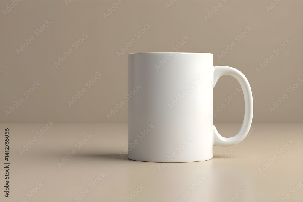 Simple Ceramic Mug Blank Mockup in Home Kitchen Setting Simple Ceramic Mug Blank Mockup in Home Kitchen Setting