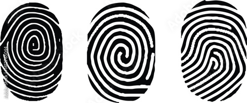 Finger print vector icons set illustration isolated on white background. Scanning finger icon. Vector illustration.