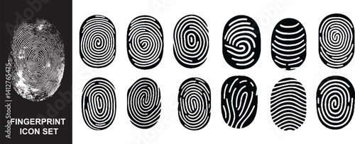Set of fingerprint line vector icons. Fingerprint identification collection.