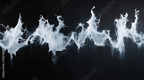 Abstract painting with white splash on black background concept art