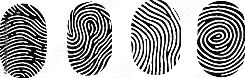 Set of fingerprint line vector icons. Biometric data design.