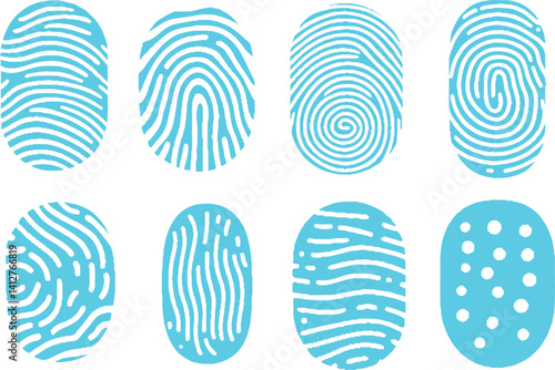 Scan blue fingerprint, security or identification system concepts. Biometric data design. 