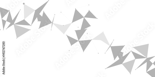 Gray Origami Background White Vector. Crystal 3d Design. Hoar Triangular Background White Vector. Polygon Effect Illustration. Texture, pattern, gray and white triangle, abstract style