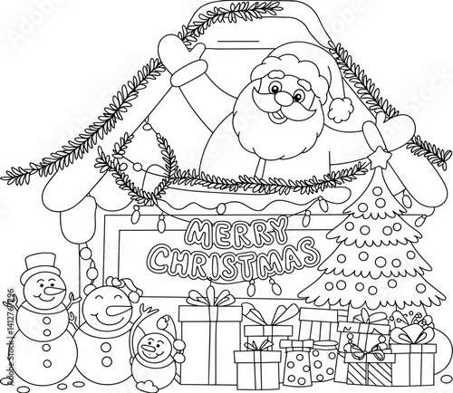 christmas, happy christmas, christmas coloring book, cute animal christmas coloring page, kids coloring, coloring page, coloring, cartoon, illustration, coloring book, vector, animal, drawing, sketch,