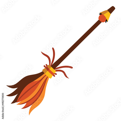 Halloween broomsticks isolated on white background