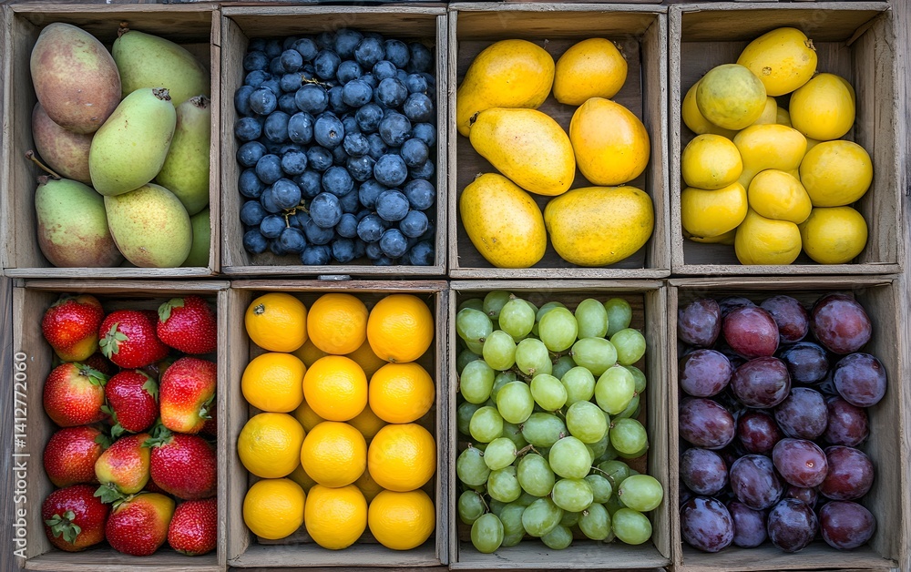 Colorful Fruit Crate Variety Fresh Produce Colorful Fruit Crate Variety Fresh Produce