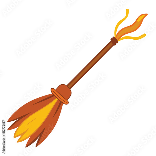 Halloween broomsticks isolated on white background