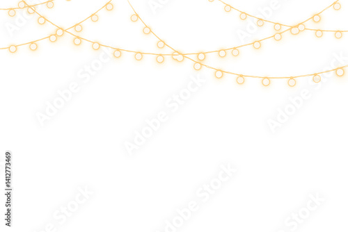 Elegant Hanging String Lights on Transparent Background for Festive Decor