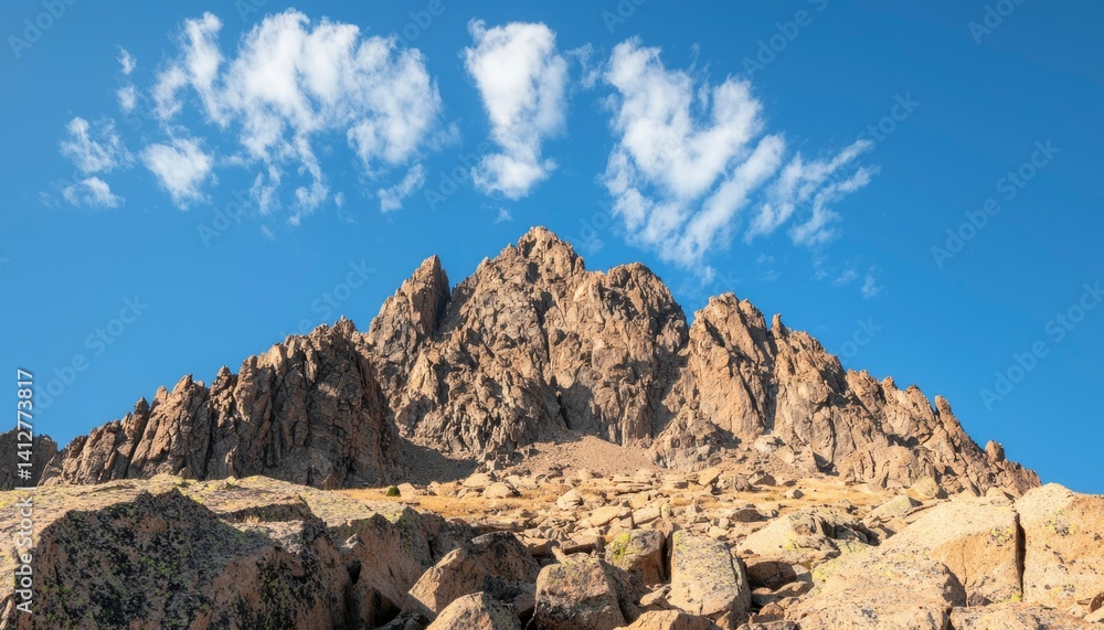 Fototapeta premium Rugged mountain peak under a clear sky