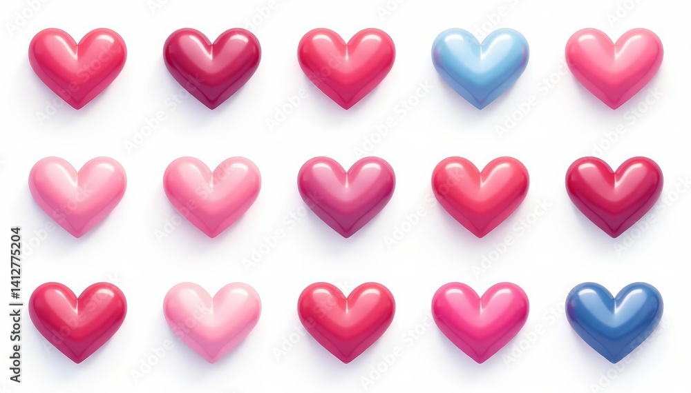 Set of modern heart vector icons in various colors on white background, love, symbols, design Set of modern heart vector icons in various colors on white background, love, symbols, design
