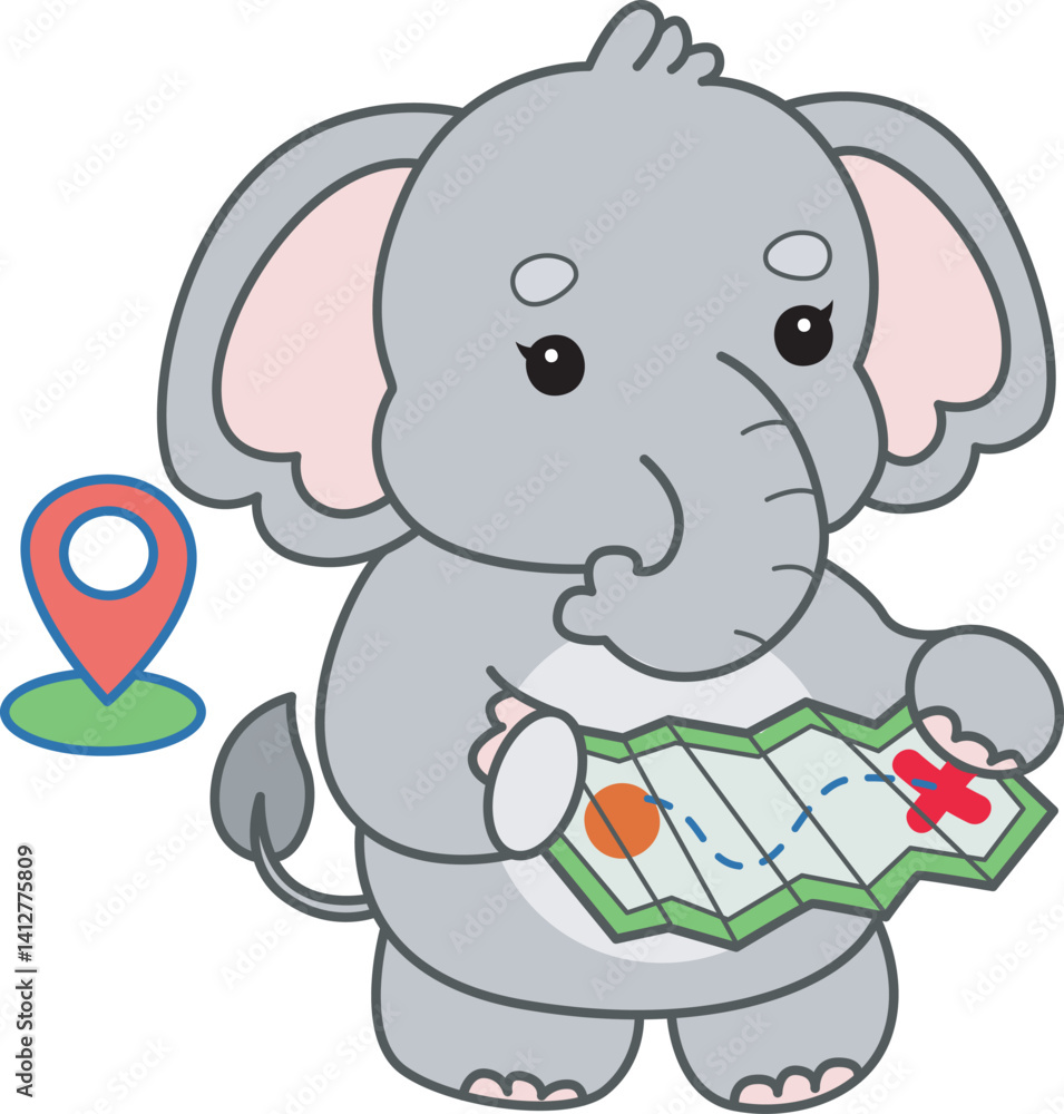 Cute Elephant vector icon. Funny baby Elephant animal series stock illustration. Life of fluffy Elephant designs. Cute Elephant vector icon. Funny baby Elephant animal series stock illustration. Life of fluffy Elephant designs.