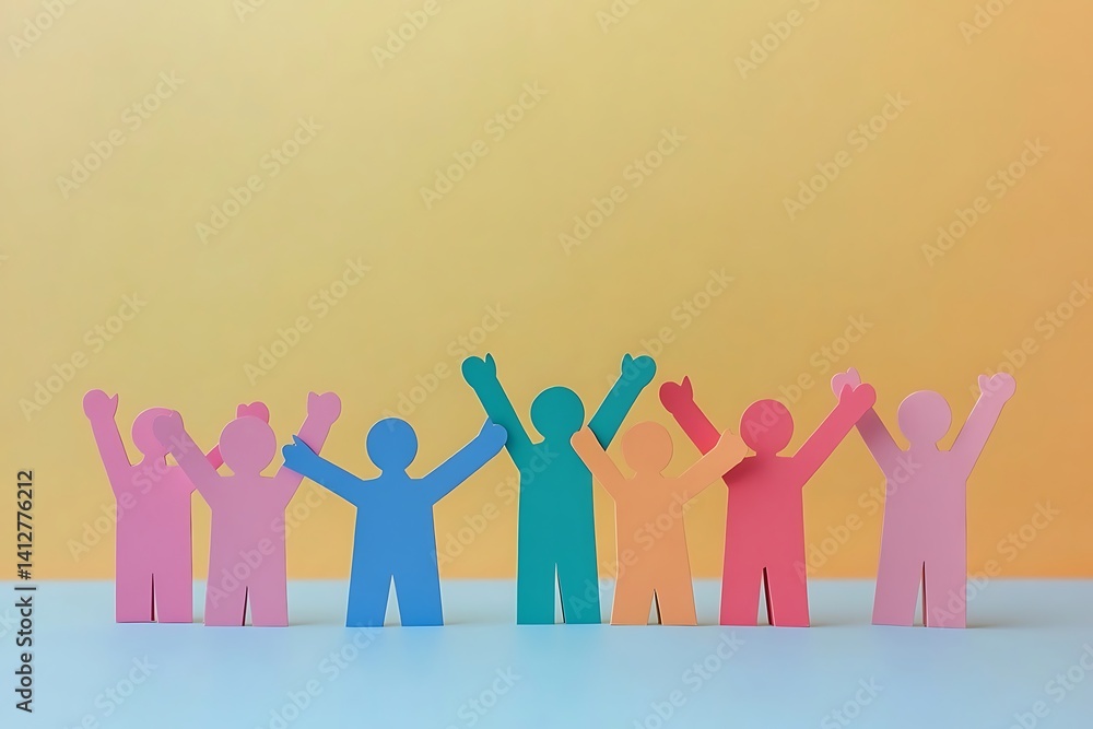 Happy Diverse Paper People Teamwork Celebration13 Happy Diverse Paper People Teamwork Celebration13