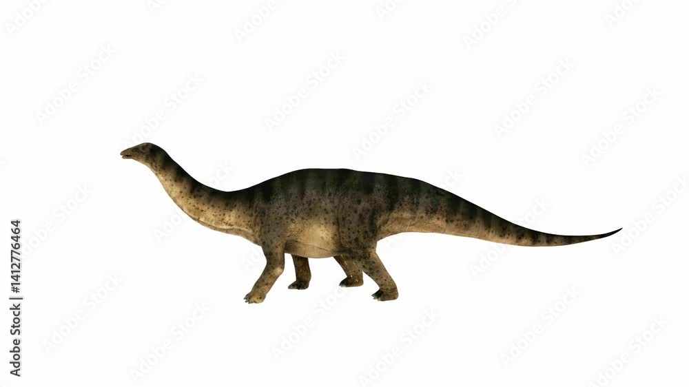 Sauropod Dinosaur walking on a white background. Alpha channel. 3D Render Sauropod Dinosaur walking on a white background. Alpha channel. 3D Render