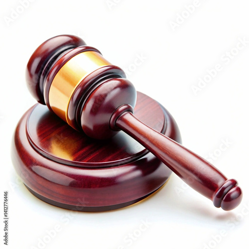 Wooden Gavel with Gold Band: Symbol of Authority and Justice