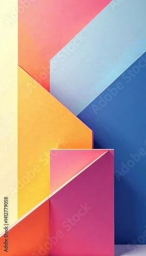 Wallpaper Mural - Abstract geometric shapes in minimalist white space, technology, design Torontodigital.ca