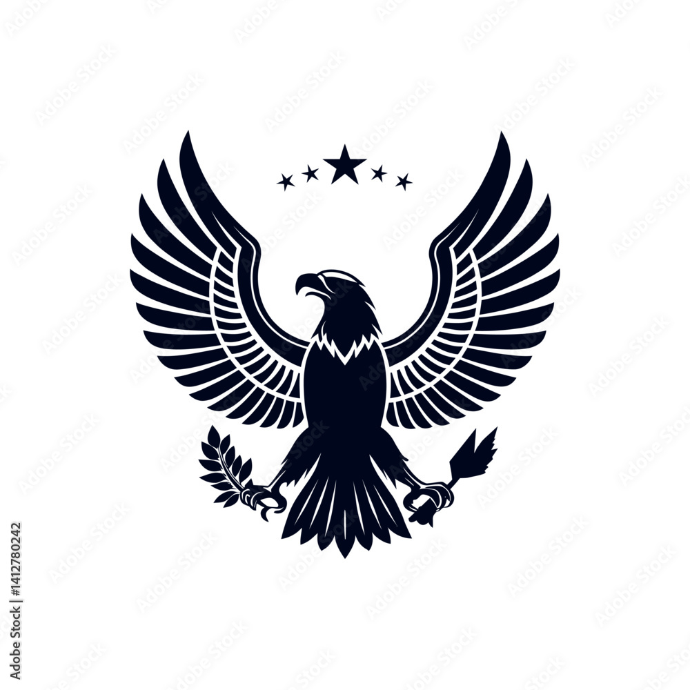 Obraz premium eagle,american eagle silhouette logo vector line art logo design