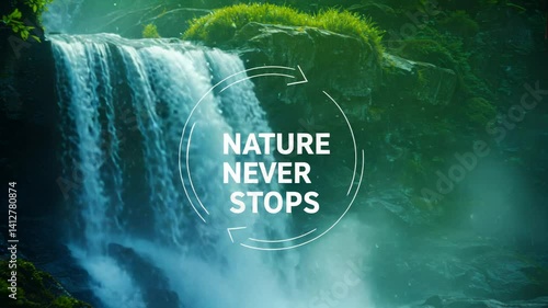 Flowing Waterfall in Lush Green Forest