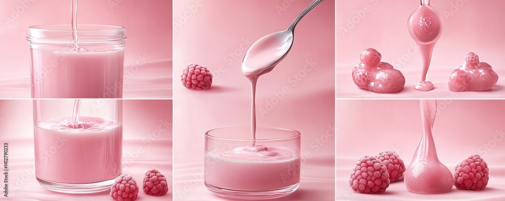 Preparing a Creamy Parfait with Yogurt and Fresh Berries Preparing a Creamy Parfait with Yogurt and Fresh Berries
