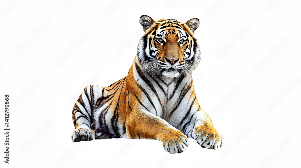 Fototapeta premium a portrait of a tiger on a transparent background, PNG image, PNG file, Generative art.