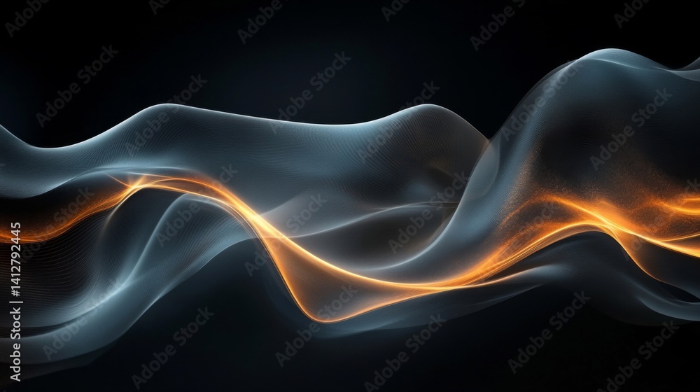 Fototapeta premium Abstract Blue And Orange Particle Wave Flow